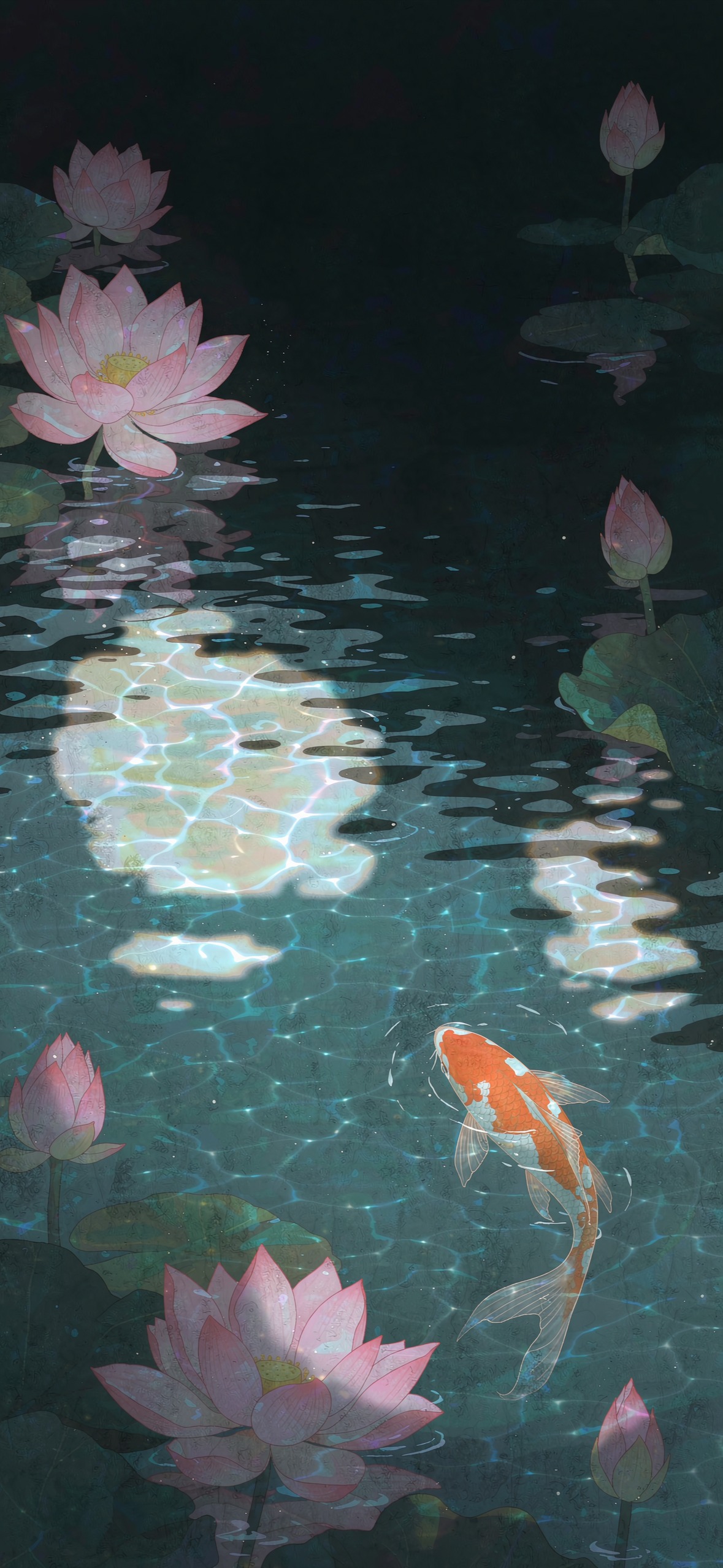 锦鲤莲池 · 1179×2556 动漫壁纸