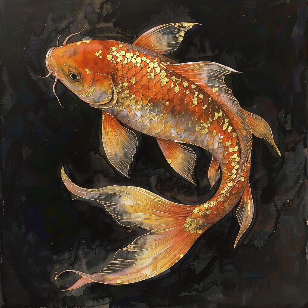 鎏金锦鲤 · 1024×1024 高清壁纸