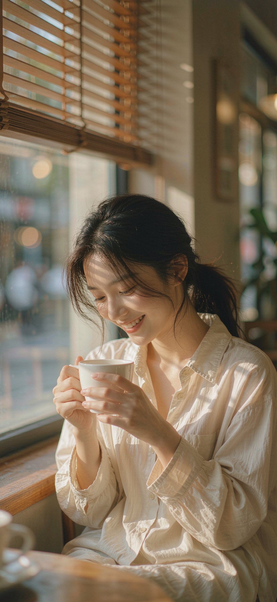 午后咖啡馆 · 1179×2556 美女帅哥壁纸