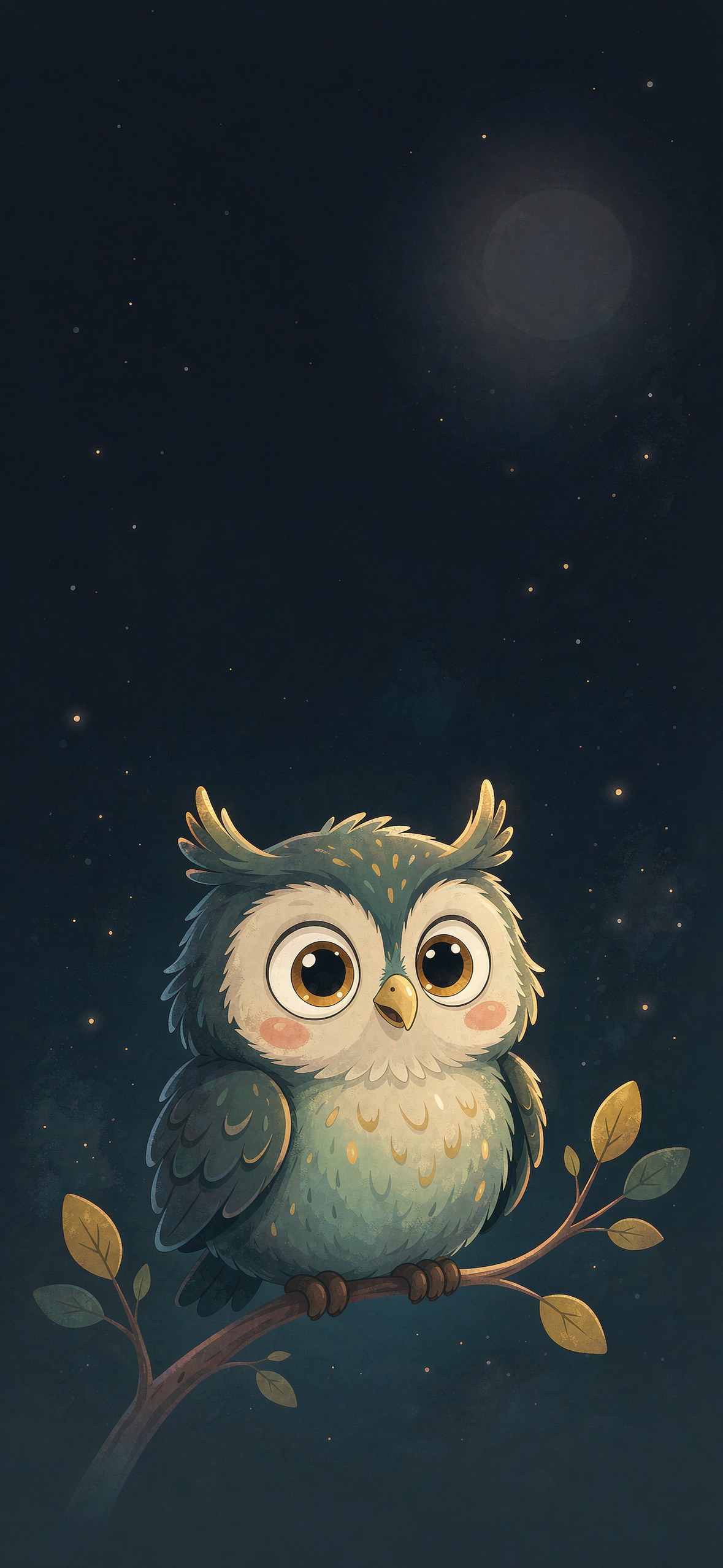 枝头猫头鹰 · 1179×2556 卡通壁纸