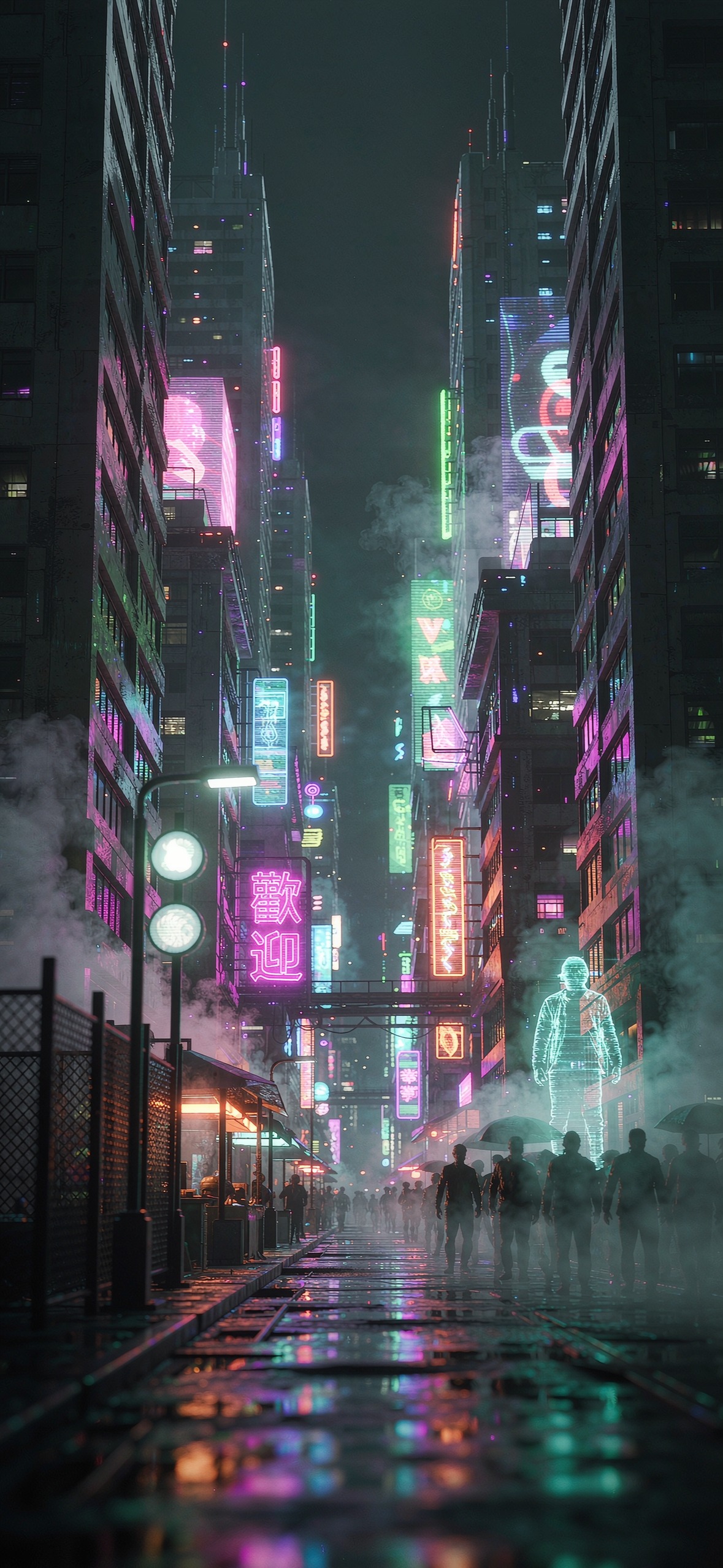 赛博夜市 · 1179×2556 赛博朋克壁纸