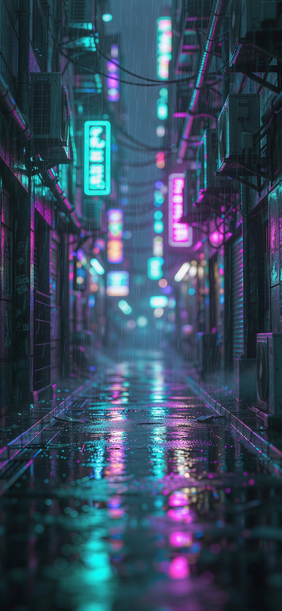 雨夜霓虹巷 · 1179×2556 赛博朋克壁纸