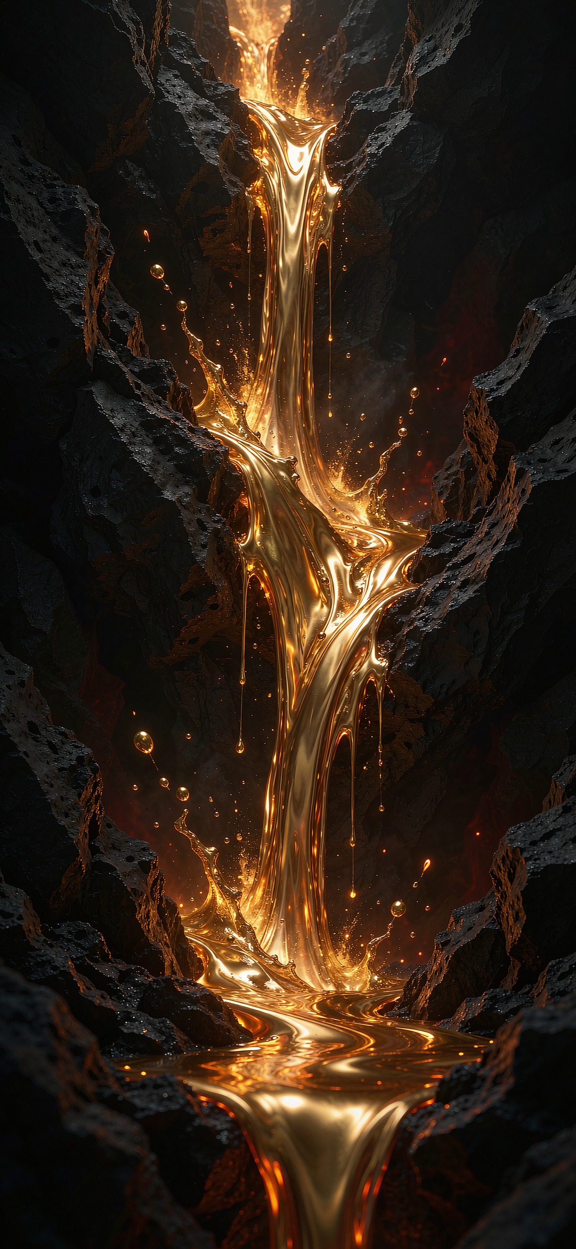 曜金瀑布 · 1179×2556 暗黑壁纸