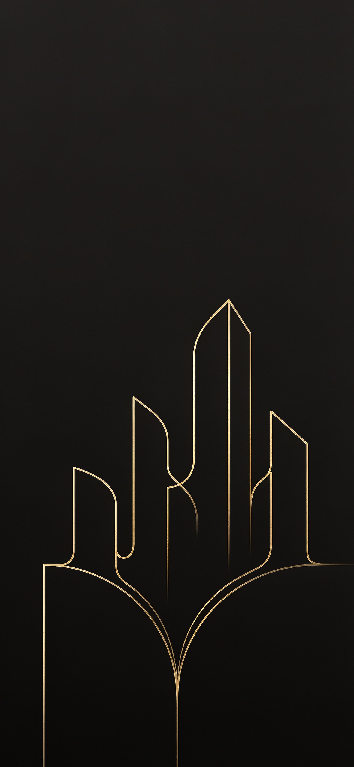黑金线稿都市 · 1179×2556 极简壁纸